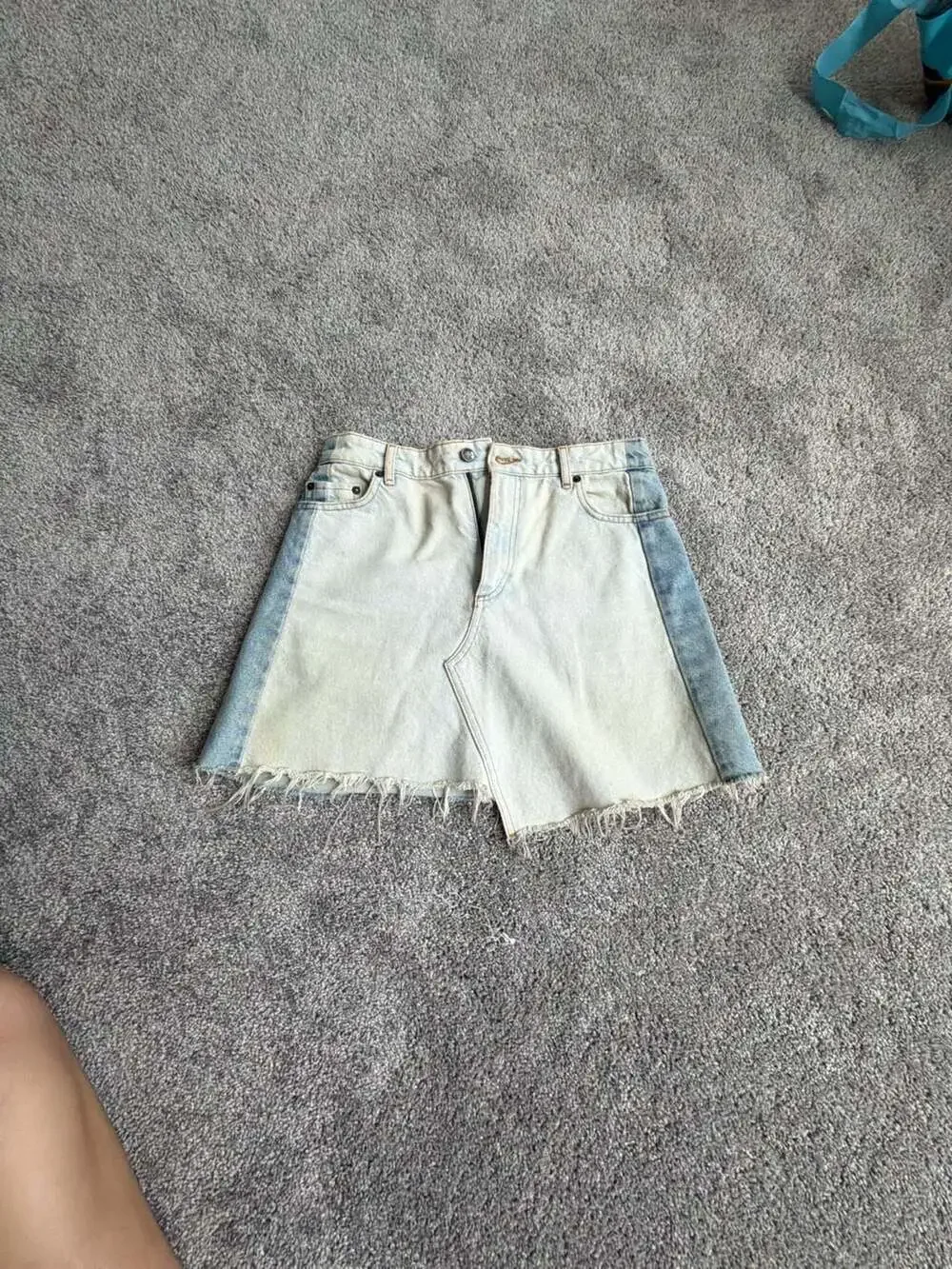 & Other Stories Paris Atelier Two-Toned Raw Hem Denim Mini Skirt
